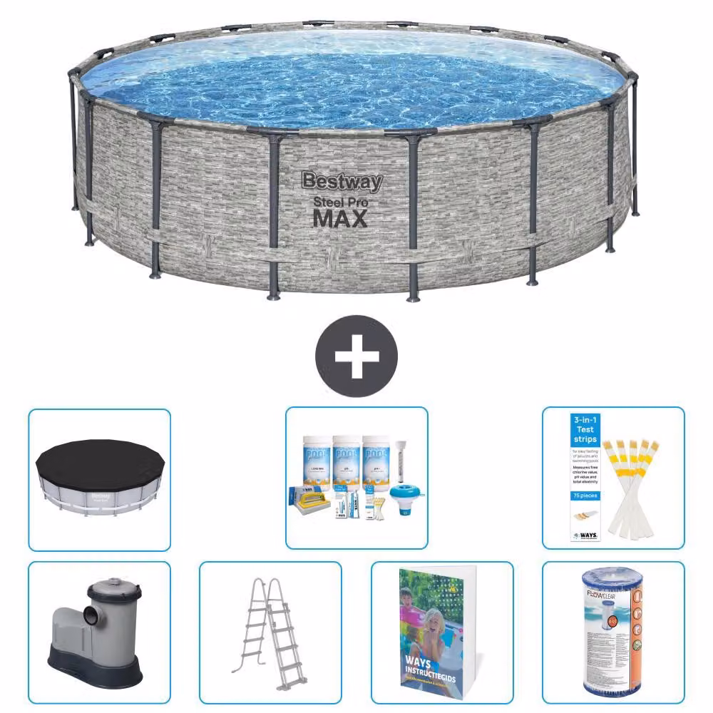 Piscina gonfiabile Bestway Steel Pro MAX, rotonda, 488x122 cm, composta da 6 parti, modello S556