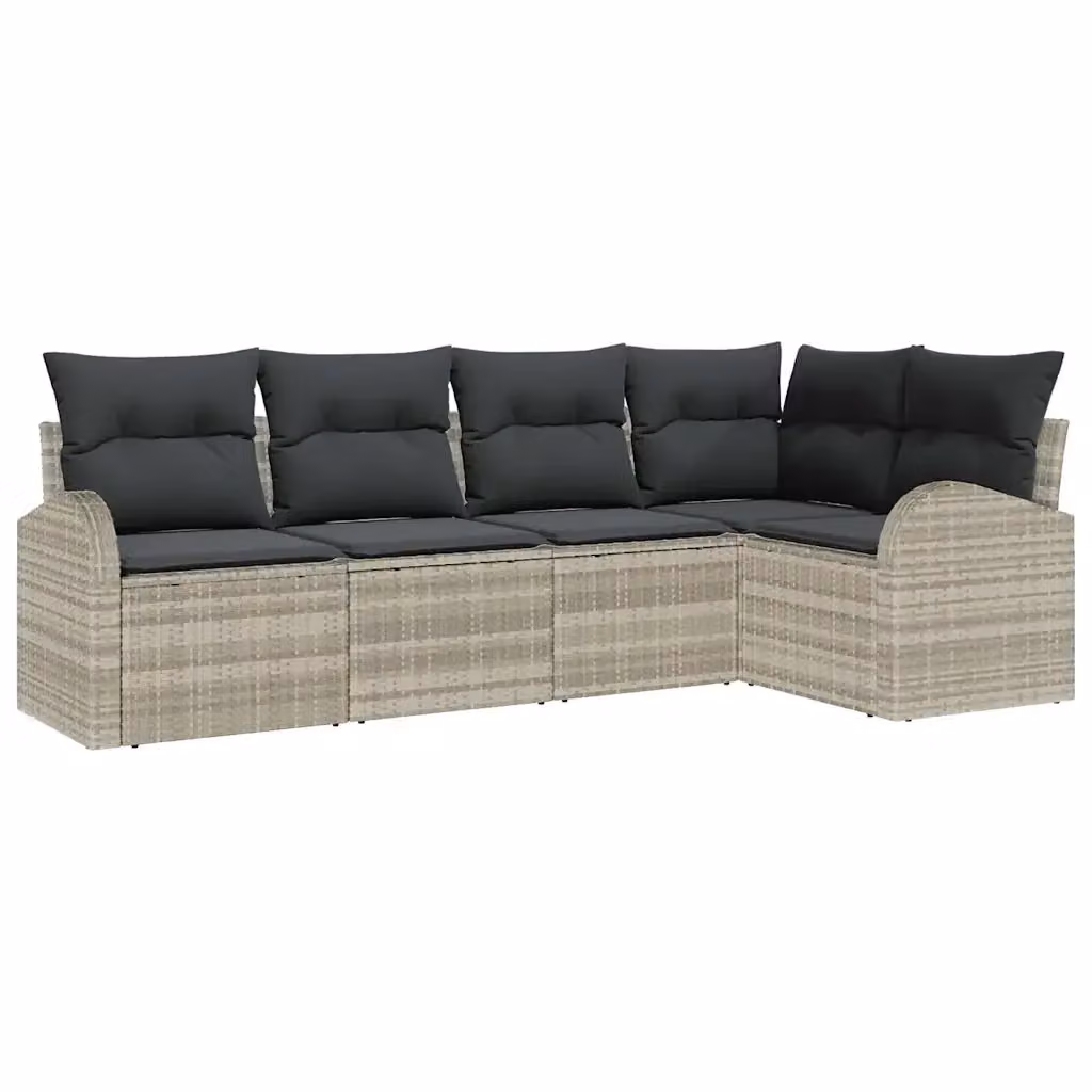 Set Divano da Giardino a L vidaXL in Polyrattan Grigio con Cuscini e Struttura in Metallo – 2