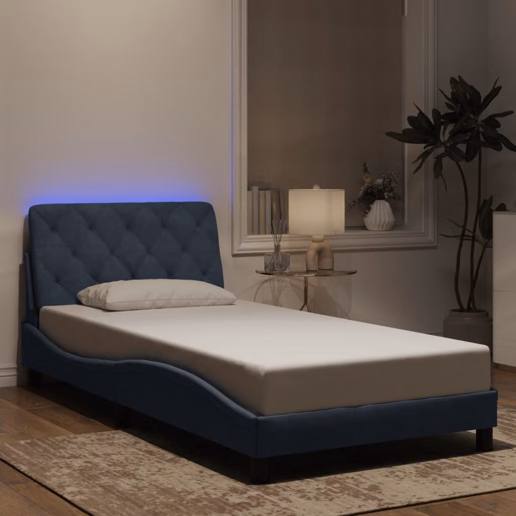 vidaXL Giroletto in Velluto Grigio con LED e Porte USB, L/P/H: 200 x 100 x 74,5 cm – 1