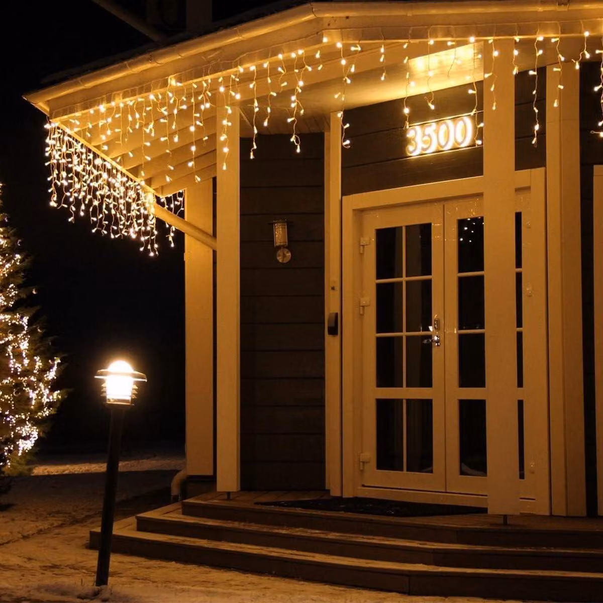 Catena luminosa a LED, 16 metri, 320 LED, luce bianco caldo, grado di protezione IP44, 8 modalità