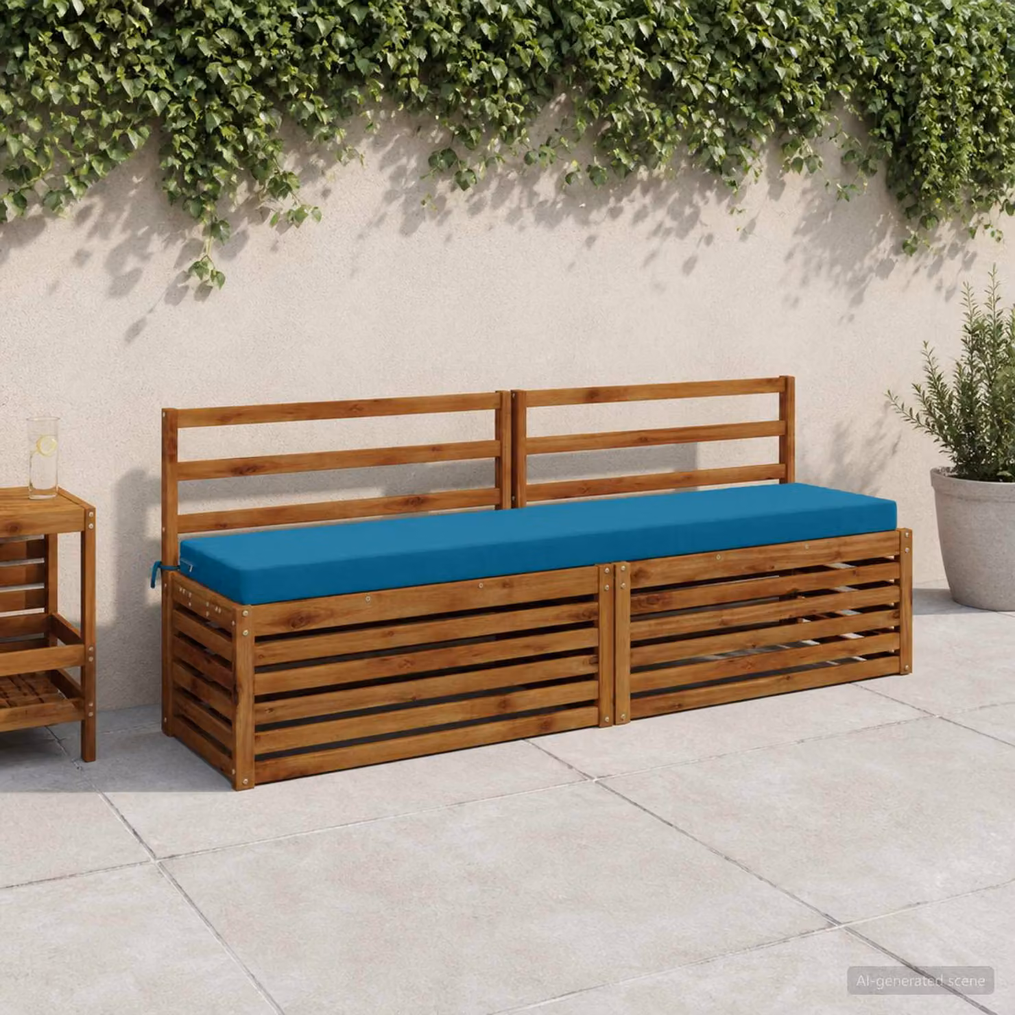 Cuscino per panchina vidaXL SOEST rettangolare in poliestere azzurro con rivestimento rimovibile e resistenza ai raggi UV