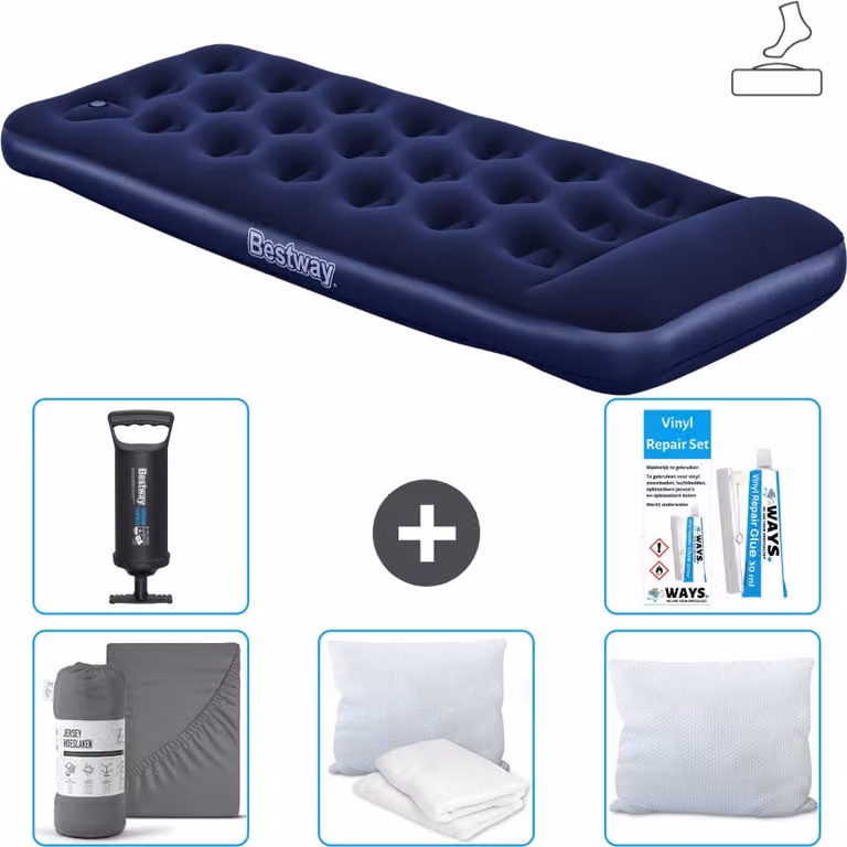 Materasso gonfiabile Bestway - 1 persona - 76 x 185 x 28 cm - Blu - Accessori inclusi