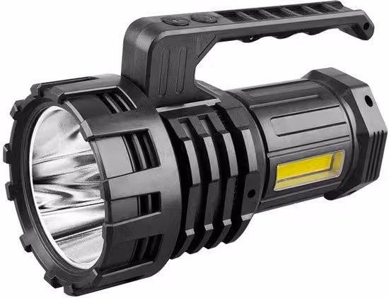 Torcia LED portatile a lungo raggio, potente torcia LED portatile per esterni, torcia ricaricabile con lunga durata - Nero