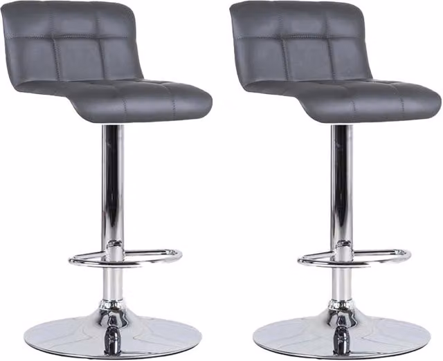 Set 2 Sgabelli Bar 36x38,5xH83/98 cm in Similpelle Kurt Grigio Scuro