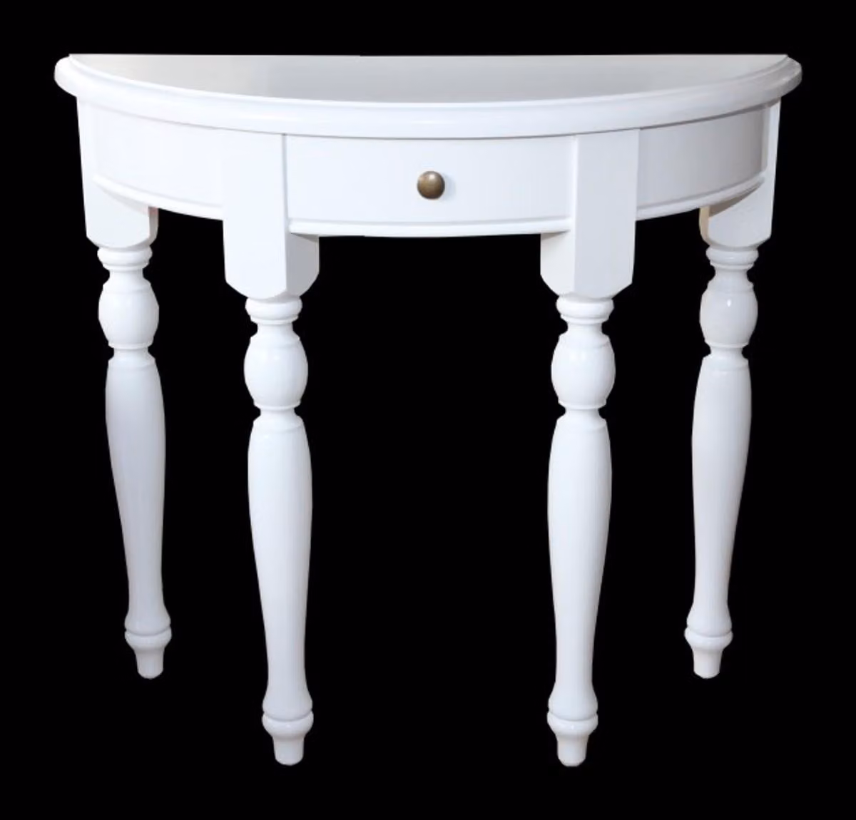 Tavolino consolle shabby chic in legno massello, bianco, dimensioni: larghezza 82 cm, altezza 75 cm, profondità 32 cm. Consolle in stile rustico