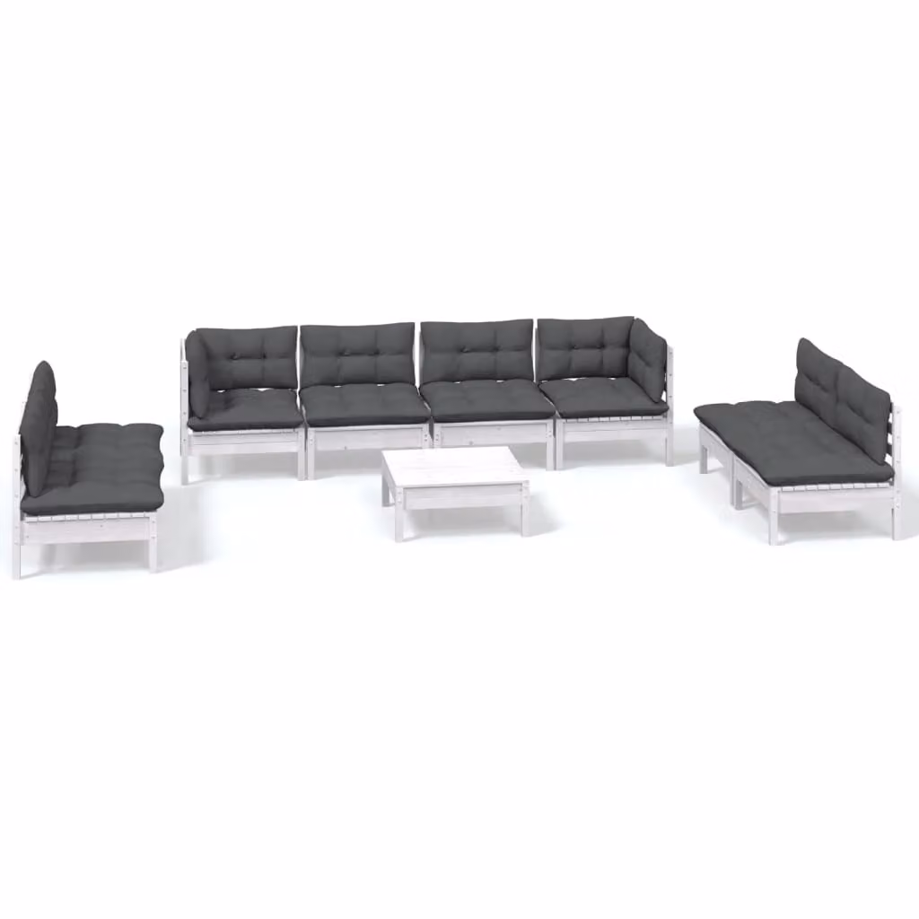 Set Salotto Giardino con Cuscini 9 pz in Legno Massello di Pino