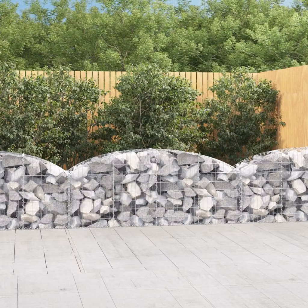Cesto Gabbione ad Arco vidaXL in Acciaio Zincato Grigio L: 200 cm, P: 50 cm, H: 60/80 cm