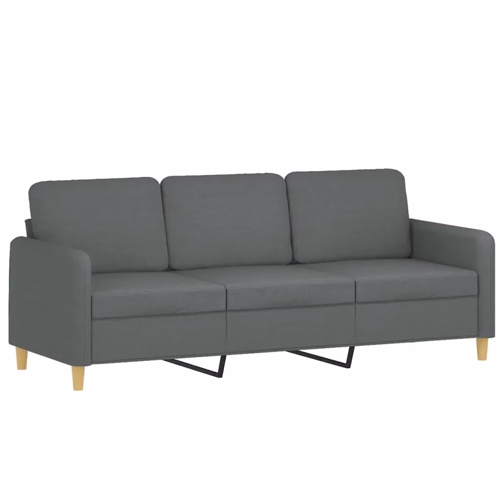Divano moderno a 3 posti vidaXL in tessuto grigio con struttura in metallo L: 198 cm, P: 80 cm, H: 77 cm – 2