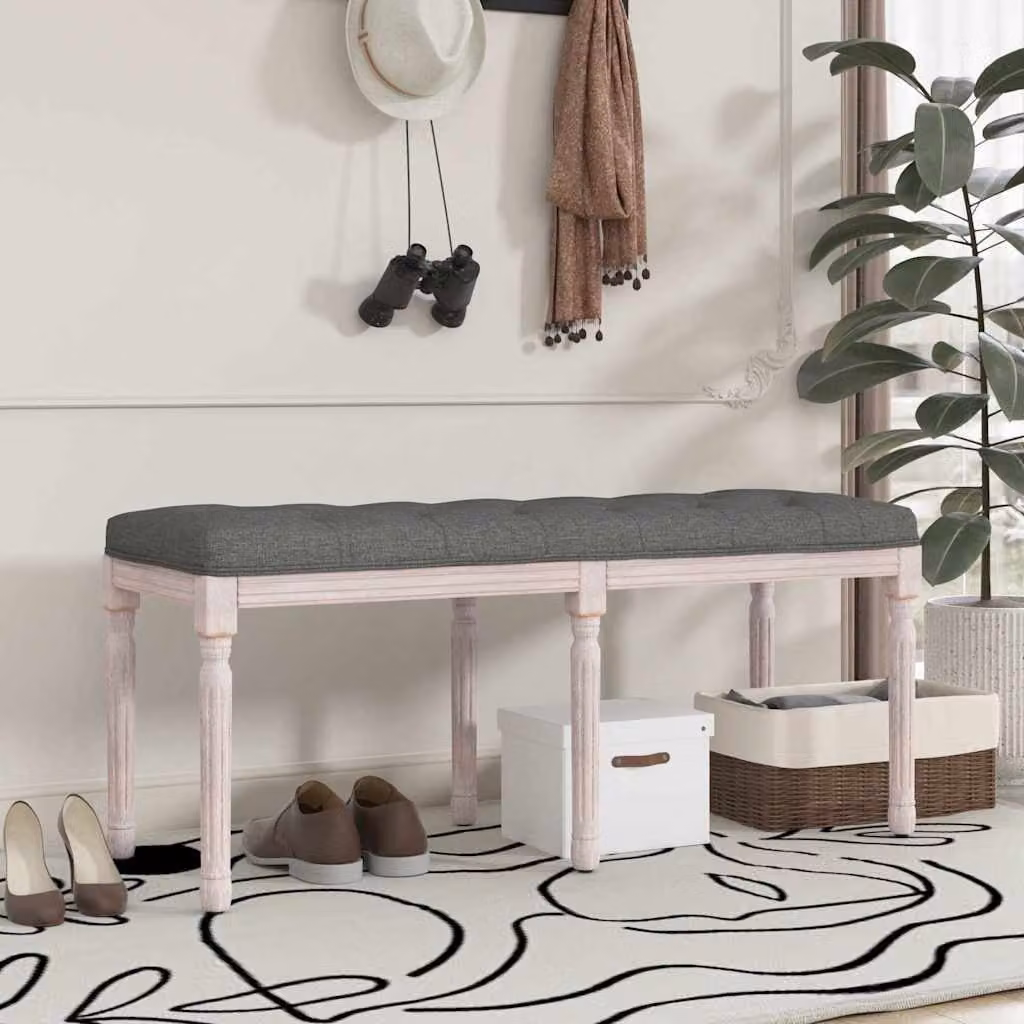 Panca vidaXL in tessuto grigio con struttura in legno L/P/H: 110 x 40 x 49 cm