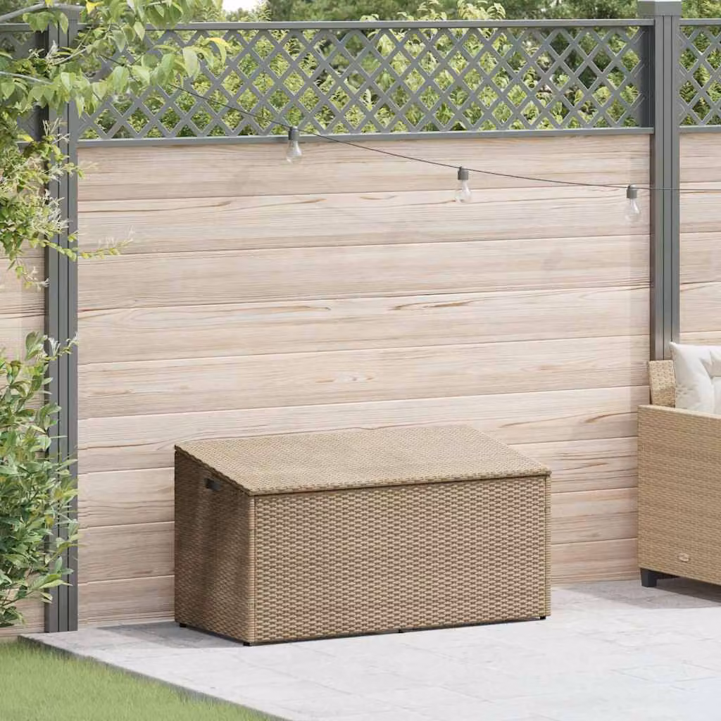 Baule da giardino beige 110x50x58 cm in polyrattan
