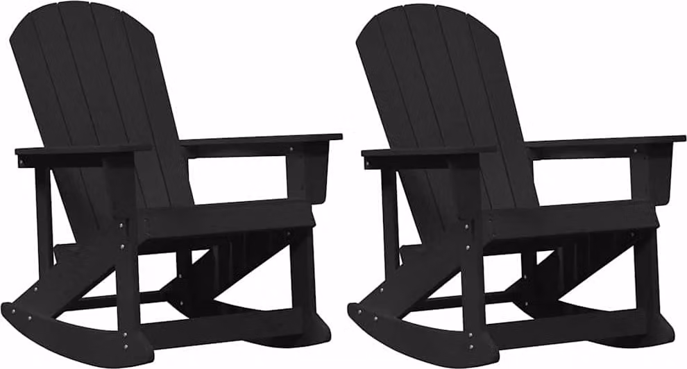 Sdraio Rocking Adirondack 2 pcs Nero HDPE