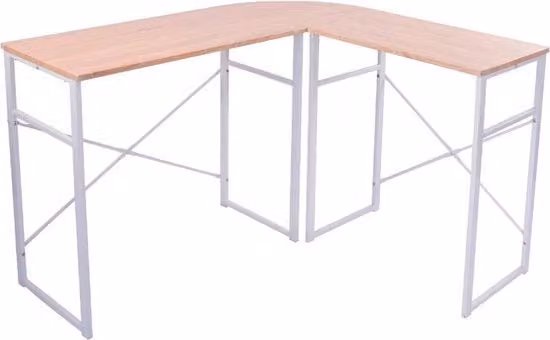 Bureau per angolo - tavolo per laptop - moderno e pratico - adatto per sala da lavoro e sala giochi - in legno di quercia chiaro/bianco