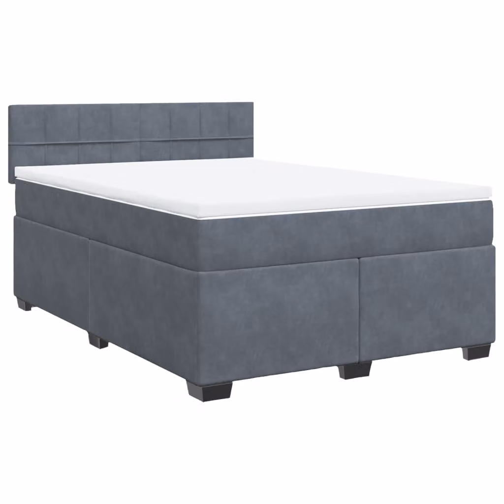Giroletto a Molle con Materasso Grigio Scuro 140x200 cm Velluto