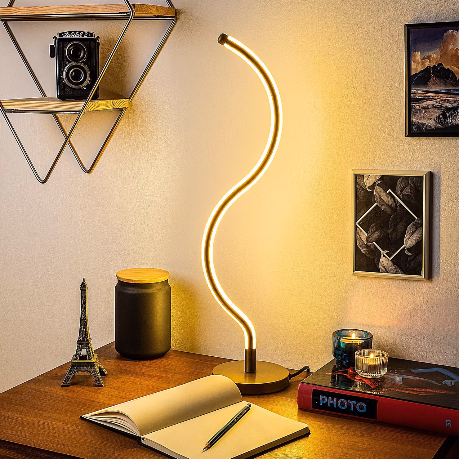 Opviq, Yılan - 13277, lampada da tavolo, METAL BODIES, oro, 13 x 13 x 57 cm