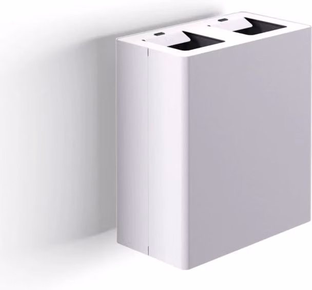 Pattumiera a Muro a 2 Scomparti Totale 40 L 51x28x56 cm con Contenitori Interni in Acciaio Verniciato Bianco