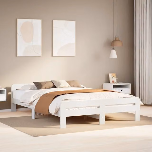 Letto in legno massello di pino bianco stile rustico vidaXL L/P/H: 150 x 200 x 85 cm – 1