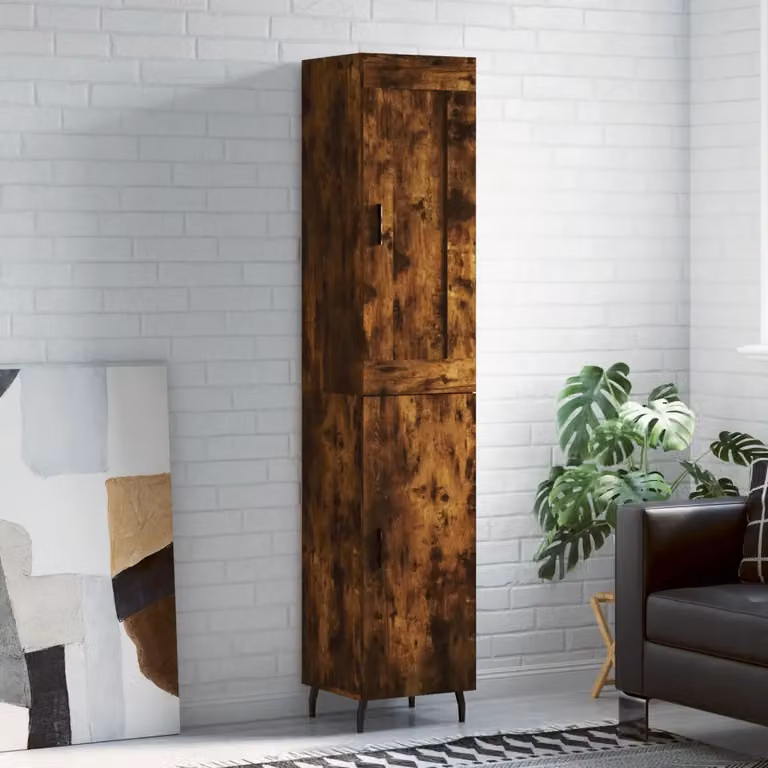 Credenza stile industrial vidaXL in legno e metallo colore rovere fumo L/P/H: 34,5 x 34 x 180 cm