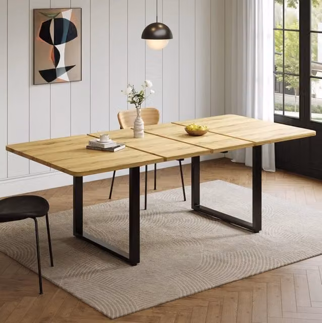 Tavolo da pranzo allungabile 140/180/220x80 cm in MDF; naturale; portata 100 kg