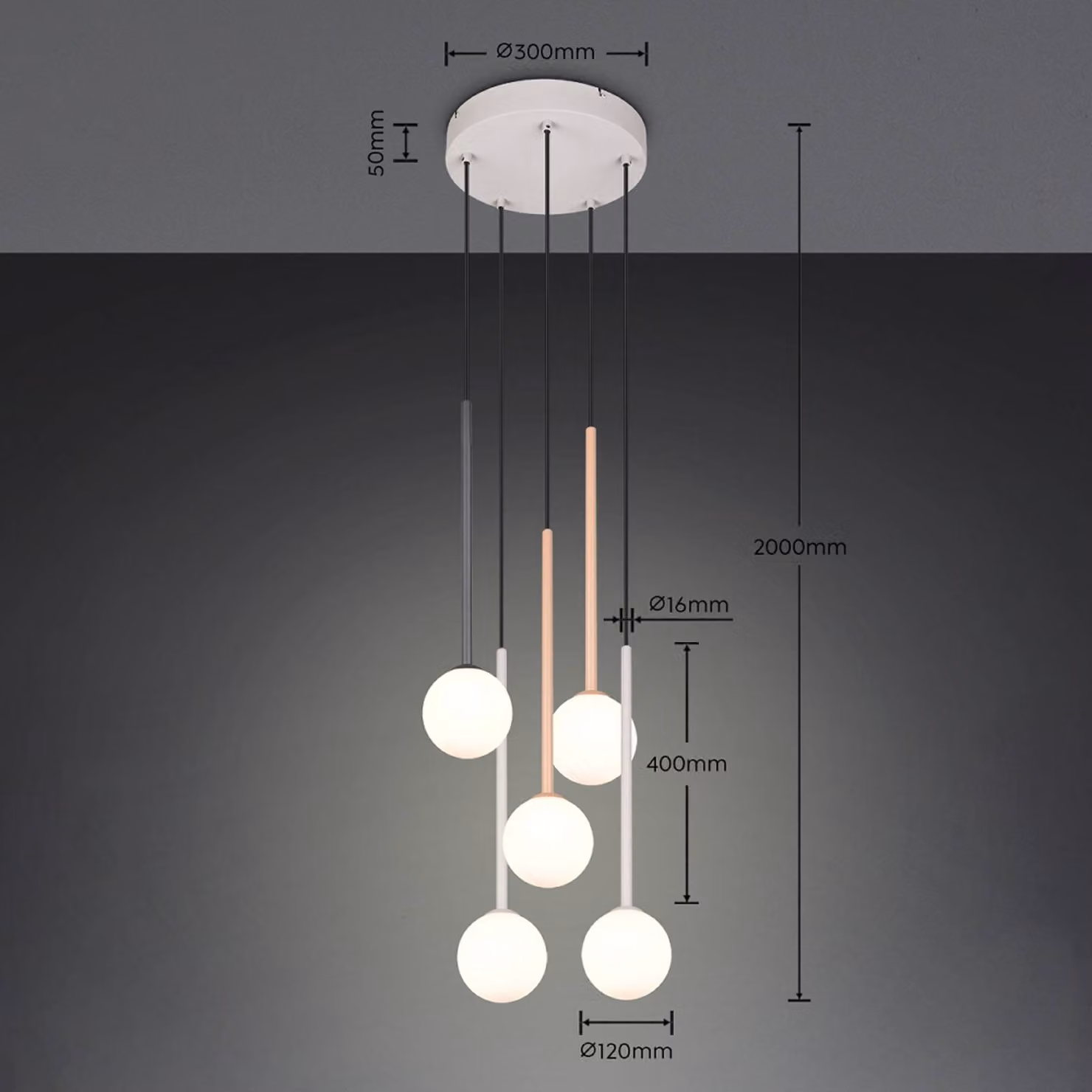 Trio Lighting Lampada a sospensione Firano, Multicolore, Soggiorno / Sala da pranzo, Metallo, Moderno, Lampada a sospensione