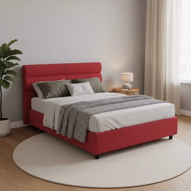 Letto Matrimoniale Moderno DMORA con Contenitore a Alzata e Materasso Incluso, Rosso e Nero, L/P: 160 x 200 cm – 1