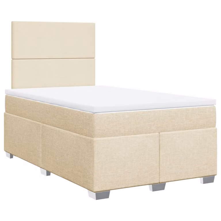 Giroletto a Molle con Materasso Crema 120x200 cm in Tessuto