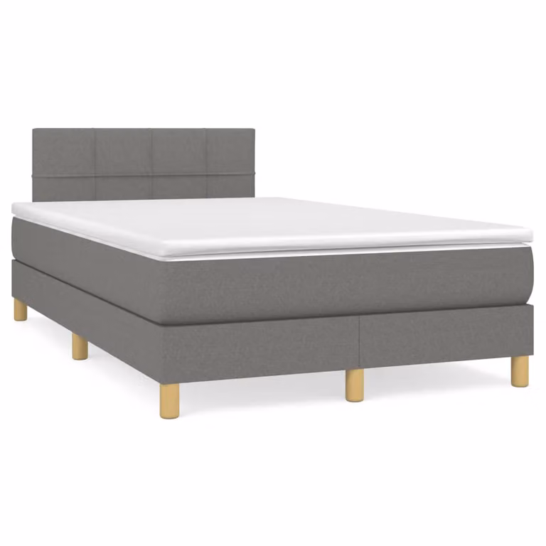 vidaXL Giroletto a Molle con Materasso Ibrido in Tessuto Grigio e Bianco L/P/H: 120 x 200 cm