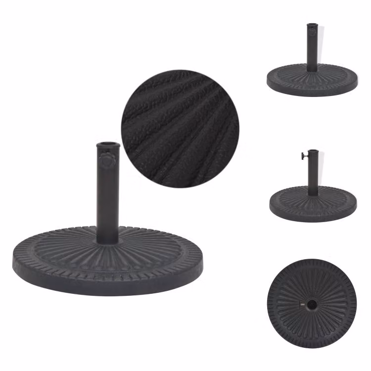 vidaXL Supporto per ombrellone in resina rotondo nero 14 kg - Supporto per ombrellone