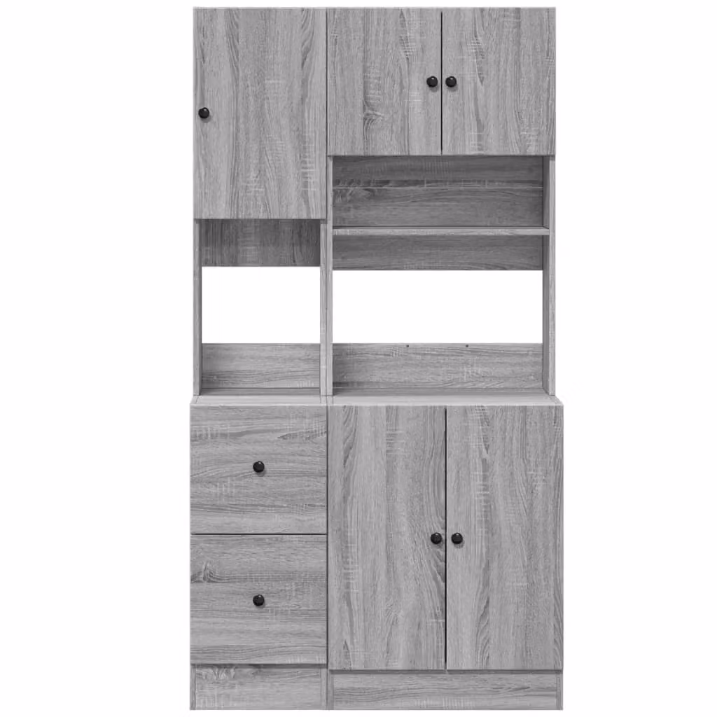 Mobile da cucina moderno HELLOSHOP26 in legno composito grigio opaco con ante e ripiani interni L/P/H: 95 x 50 x 180 cm – 2