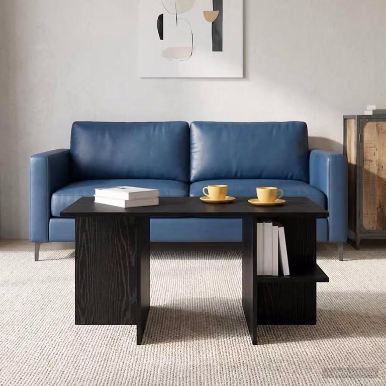 Maison Exclusive - Tavolino da caffè in legno impiallacciato di quercia nera, dimensioni 87 x 50 x 45 cm