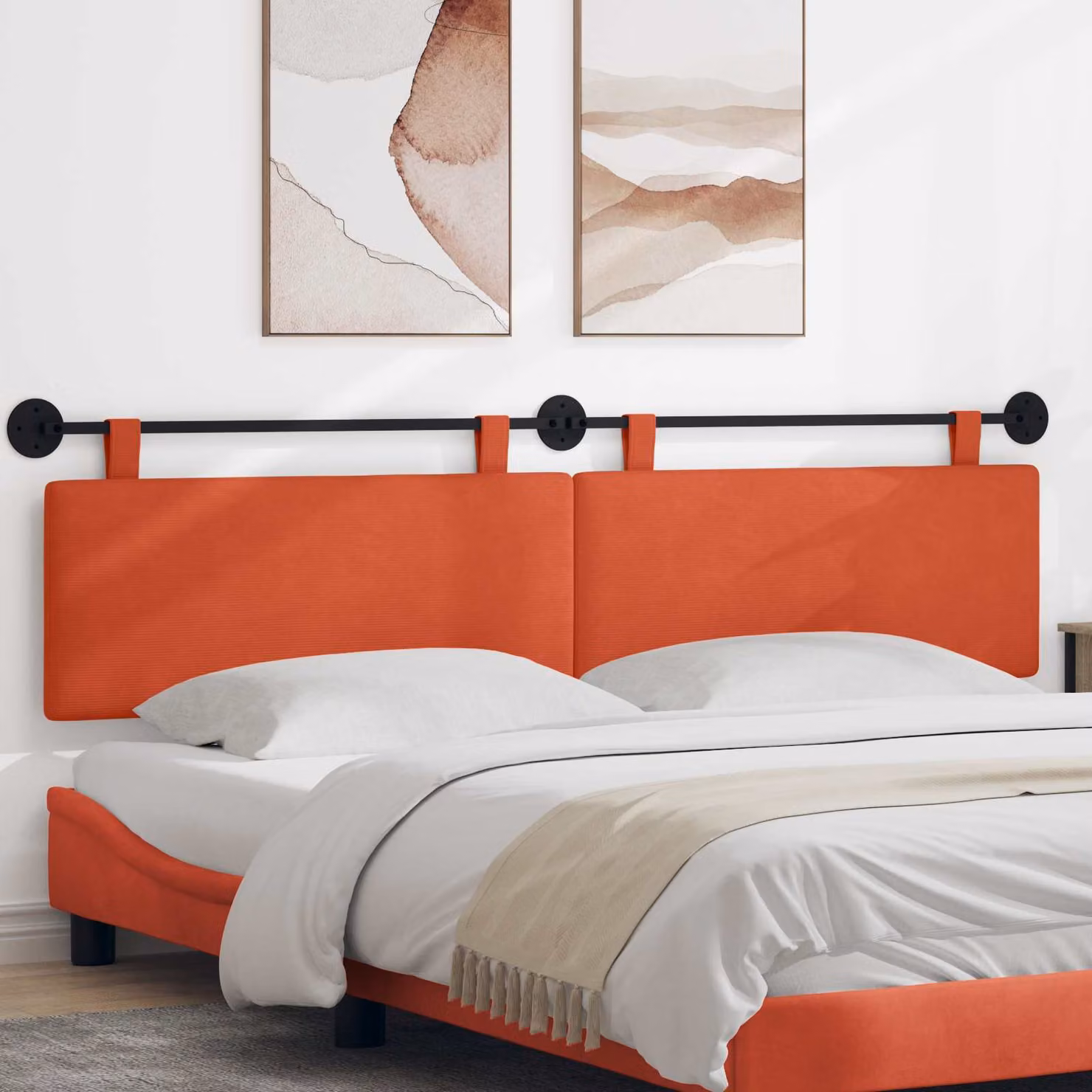 Testiera sospesa moderna vidaXL in tessuto corda rosso arancio
