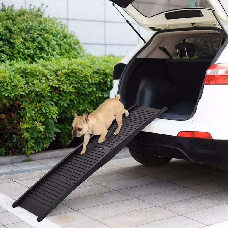 Rampa per cani pieghevole vidaXL in plastica nera antiscivolo L 153 cm x P 40 cm x H 12,5 cm