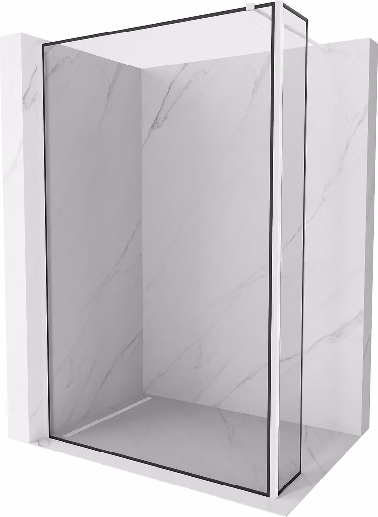 Mexen Kioto pannello doccia Walk-in 160 x 40 cm, cornice nera, bianca - 800-160-212-20-70-040