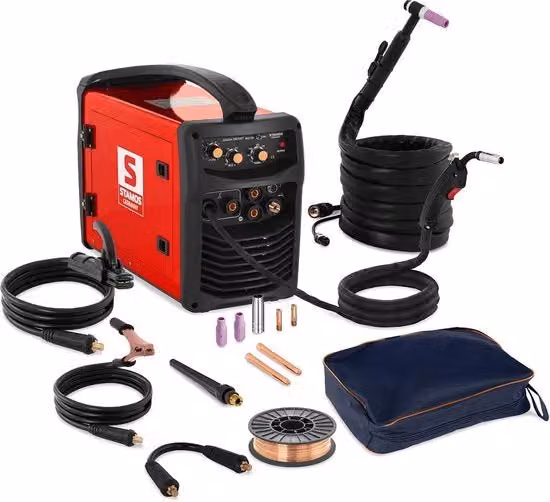 Saldatrice combinata Stamos 250 A 230 V FCAW colore rosso