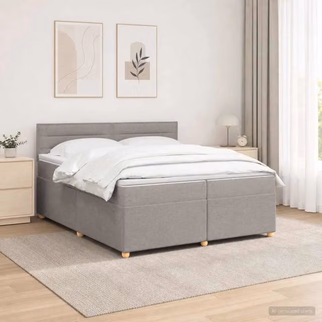 Letto box spring con materasso ibrido vidaXL in tessuto Tortora L/P: 200 x 200 cm – 1