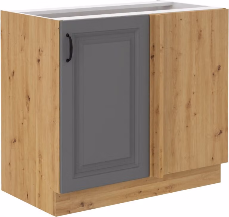Armadietto allungato ad angolo SOPHIA - larghezza 105 cm, grigio / rovere artisan