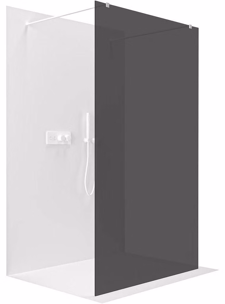 CERANO - Box doccia Walk-in Onyx Duo L/P - 8 mm - montante squadrato - bianco opaco, vetro grafite - 130x200 cm