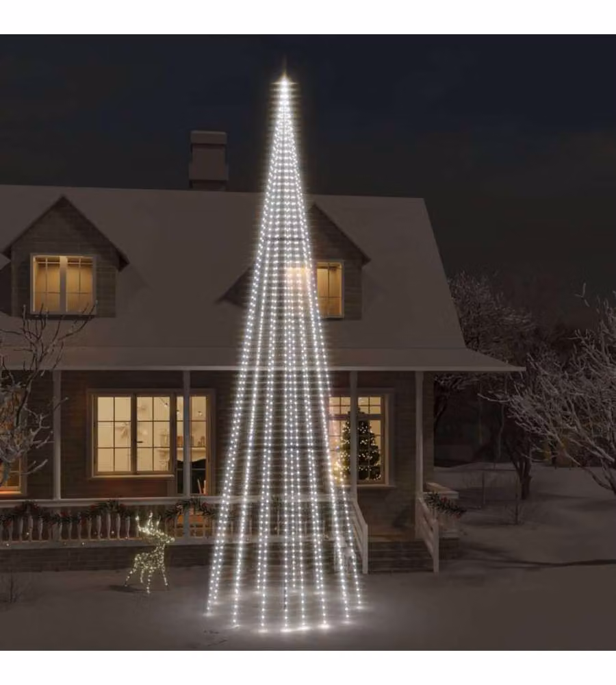 Albero di Natale Pennone Bianco Freddo 1134 LED 800 cm
