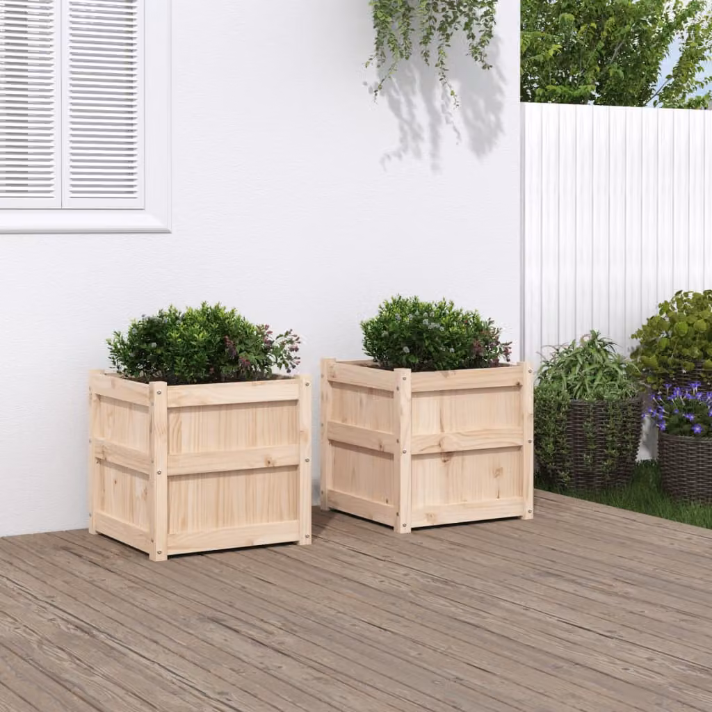 Set di 2 fioriere da giardino vidaXL in legno di pino color marrone e beige