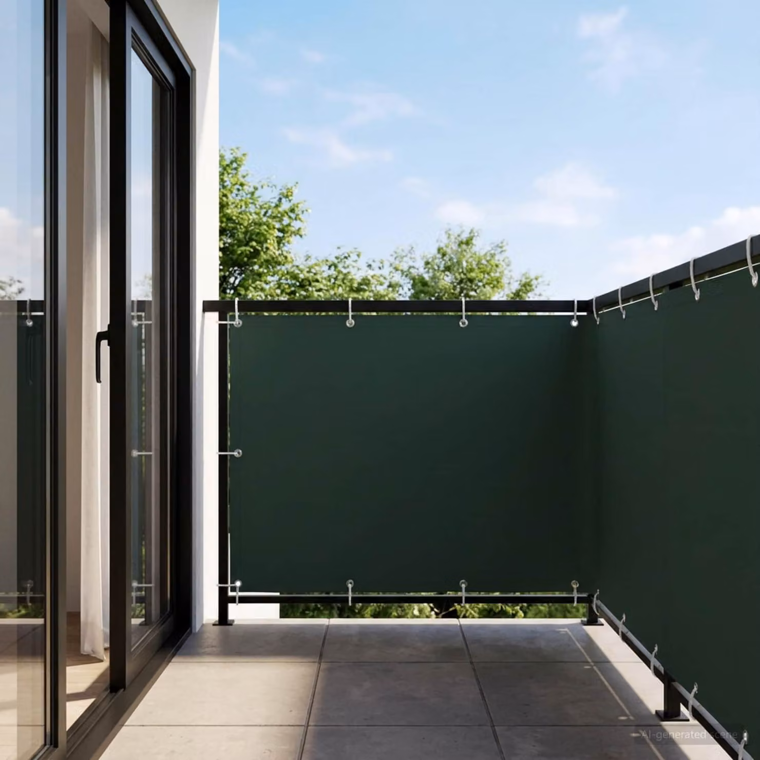 Schermo di privacy per balcone vidaXL in poliestere, disponibile in verde o grigio, L: 400 cm x H: 150 cm
