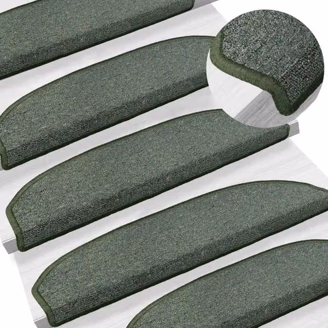Tappetini autoadesivi per scale antiscivolo e fonoassorbenti in polipropilene, 15 pezzi, Verde, Design In – 1