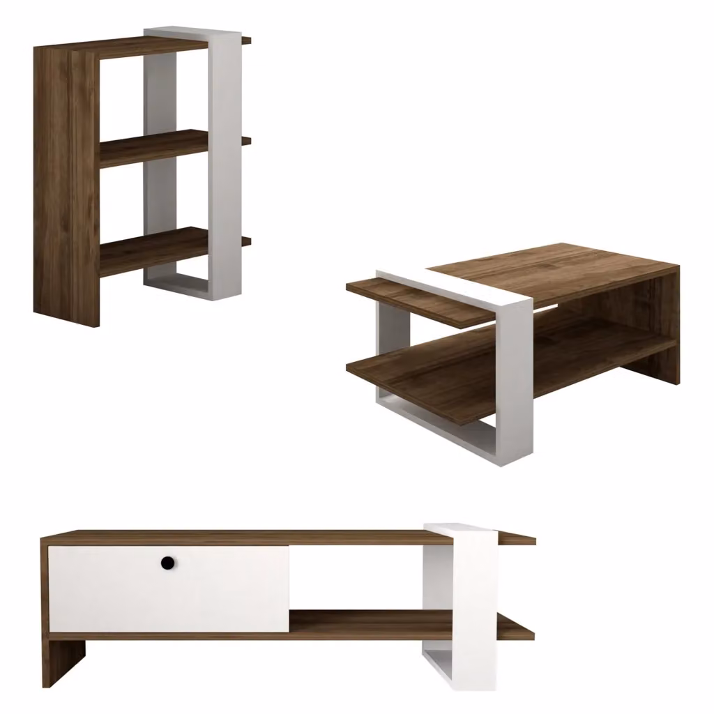 Set di mobili da soggiorno modulabile DMORA Mazzano, Marrone e Bianco, Moderno – 2
