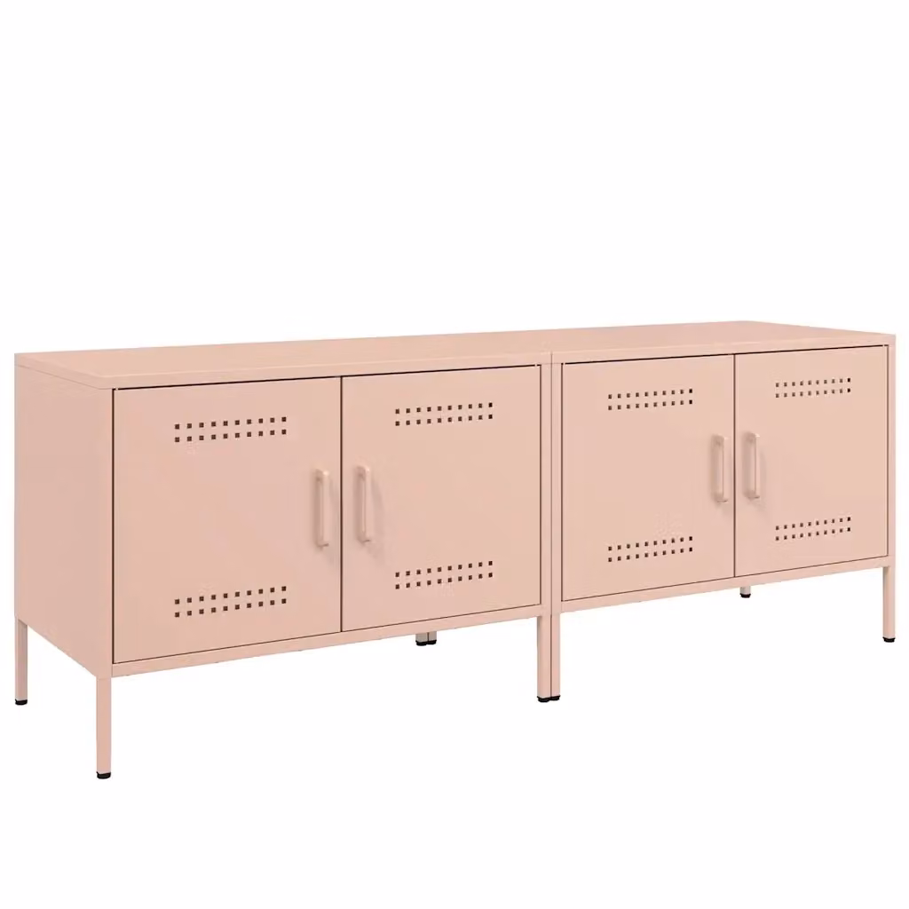 Set di 2 mobili TV vidaXL in stile industriale in metallo rosa L: 68 cm, P: 39 cm, H: 50,5 cm – 2