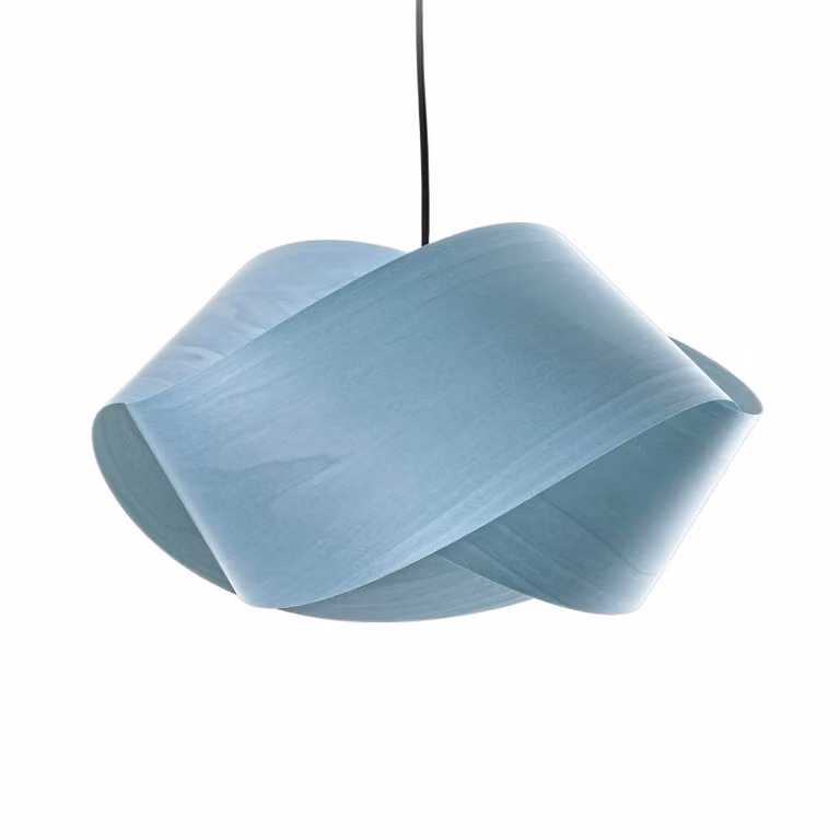 LZF LAMPS Lampada a sospensione Nut, dimmerabile, Blu, Soggiorno / Sala da pranzo, Legno, Design, Lampada a sospensione