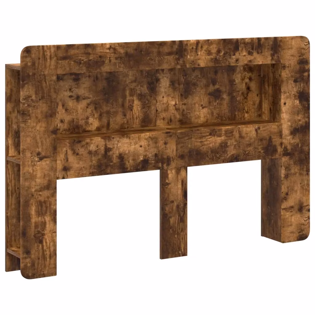 Testiera del letto moderna Design In in legno ingegnerizzato color marrone con ripiano e scomparti laterali integrati L: 182 cm, H: 100 cm, P: 24,8 cm – 2