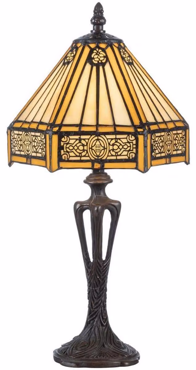 Casa Padrino lampada da tavolo Tiffany giallo/nero 20 x 20 x h. 40 cm - Elegante lampada da tavolo - Accessori decorativi