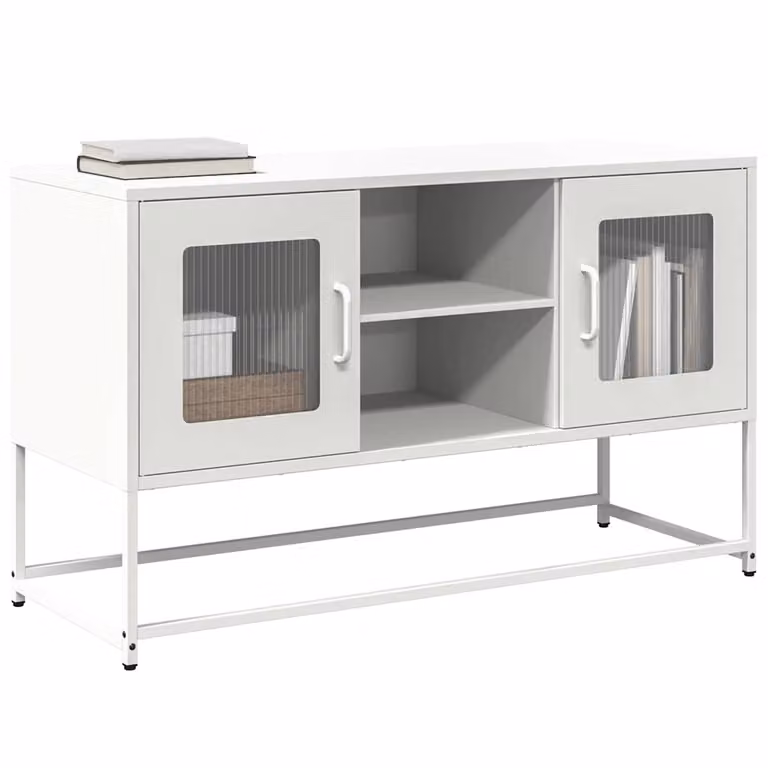 Mobile TV vidaXL in metallo bianco con design industriale L: 100,5 cm, P: 39 cm, H: 60,5 cm