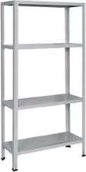 Scaffale MINIEURO con 4 ripiani ad incastro in metallo, Grigio Ral 7038, L/P/H: 75 x 30 x 150 cm