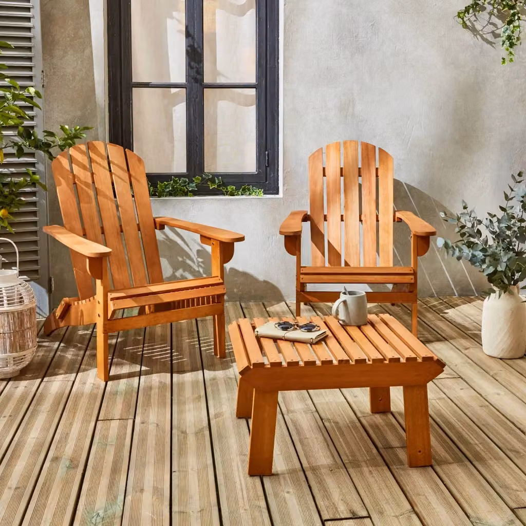 Set di 2 poltrone da giardino Adirondack Salamanca Sweeek in legno di eucalipto color marrone – 2