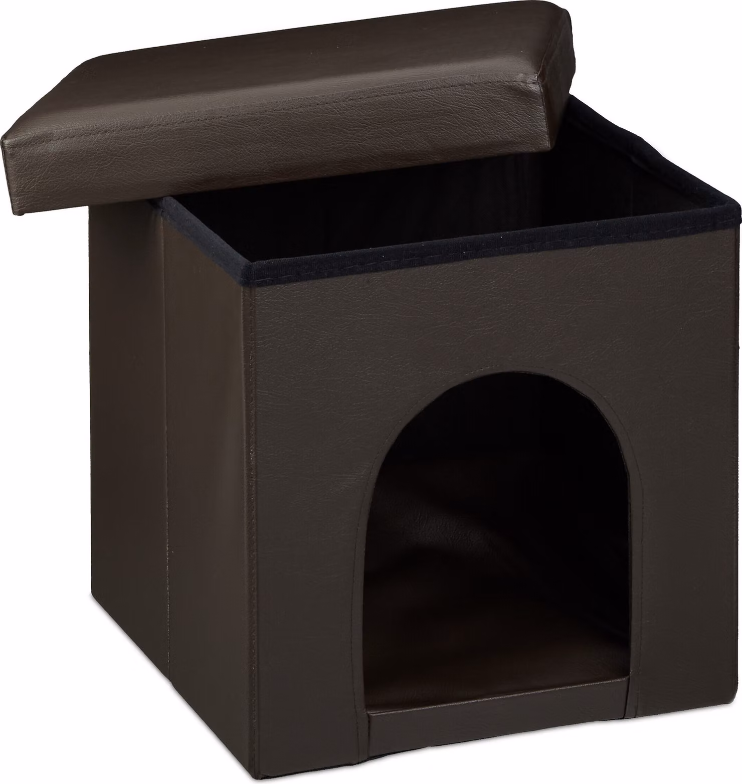 relaxdays 10019046_93 relaxdays Sitzhocker mit Hundebox braun 38,0 x 38,0 x 38,0 cm