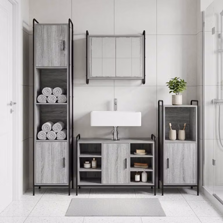 vidaXL Set di Armadi da Bagno 3 pz Sonoma grigio 40 x 36 x 99,5 cm